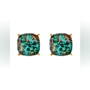 Turquoise and Gold Stud Earrings